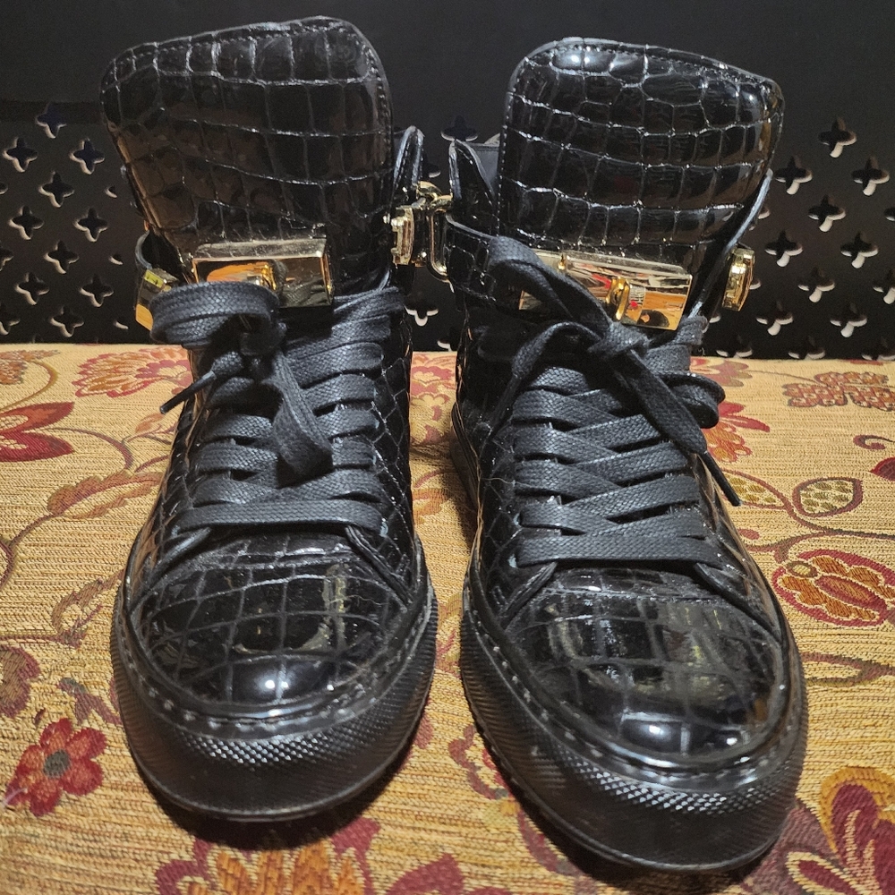 Buscemi 100mm Croc Embossed Leather Trainer sz 37 - Picture 3 of 6